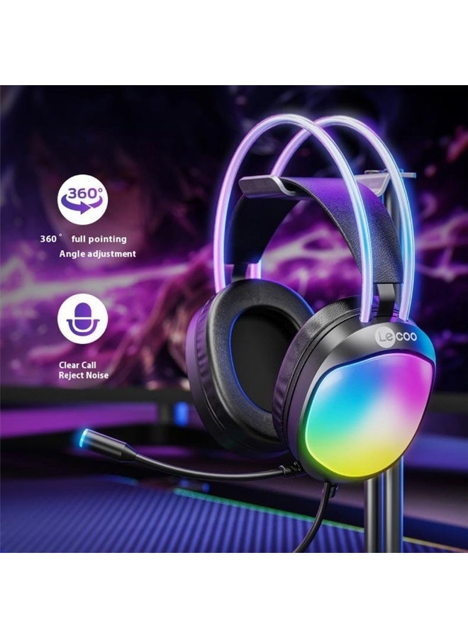 lecoo HT410 USB Gaming Headset with Dynamic RGB Lighting - 7.1 Virtual Surrounded Sound & Dual 50mm Drivers - DEEP BASS - Noise Reduction mic - In Body Control For PC / PS4 | Black - Image 5